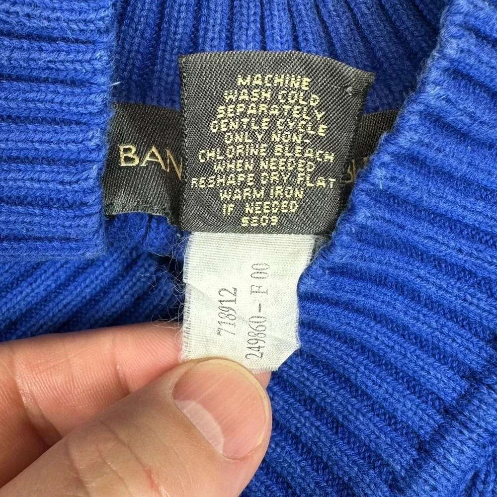 Banana Republic Sweater Mens L Blue Vintage Ribbed Knit V-Neck Cotton 249860-F00